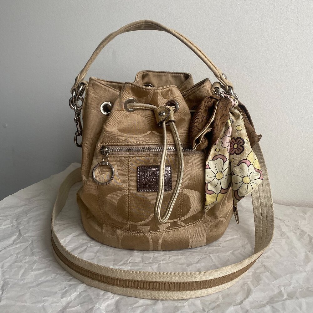 Coach x Poppy Signature Sateen Small Drawstring Bucket Bag (2009)
